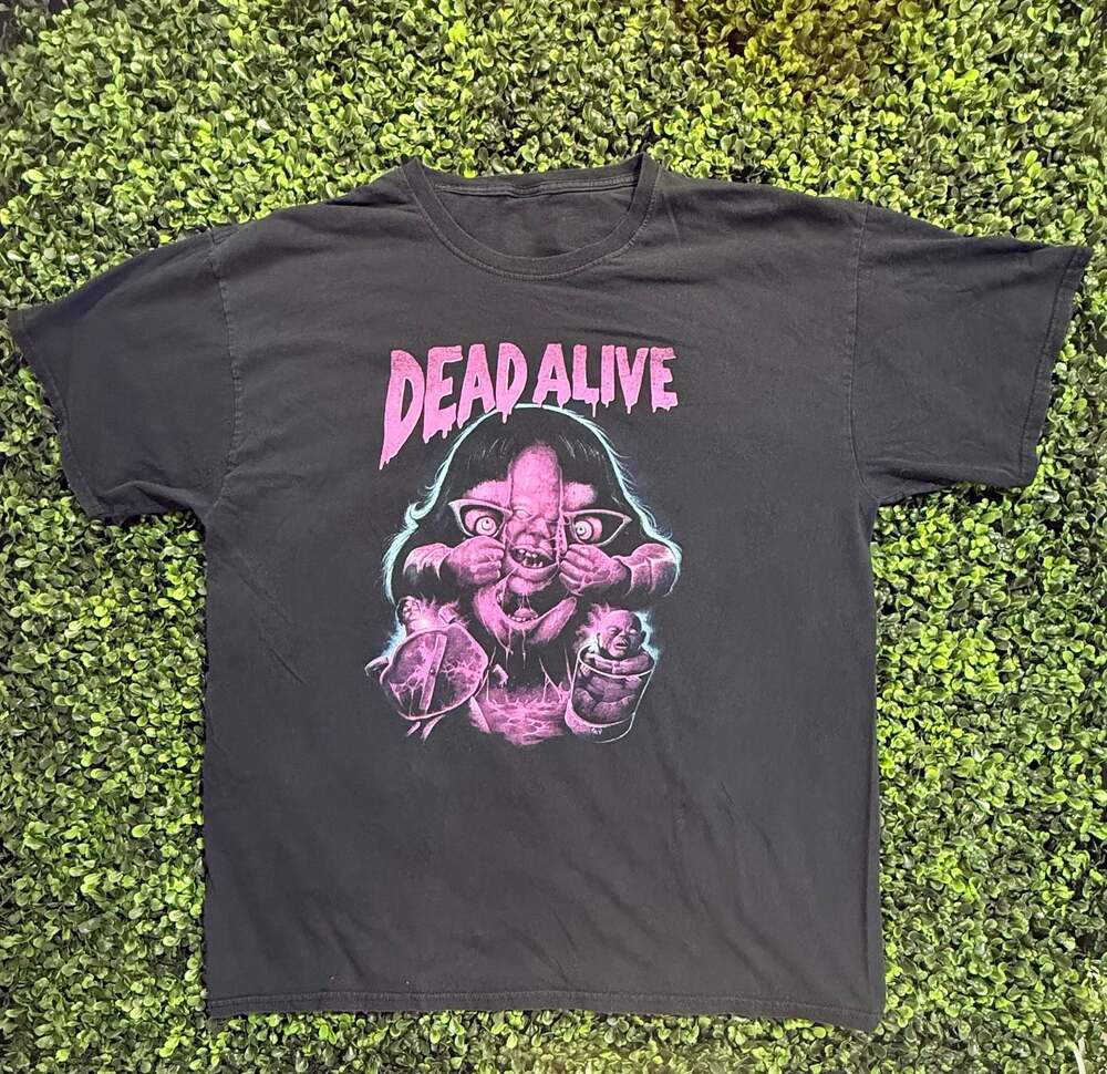 Dead Alive Peter Jackson Horror Movie Face Split Graphic T-Shirt Black